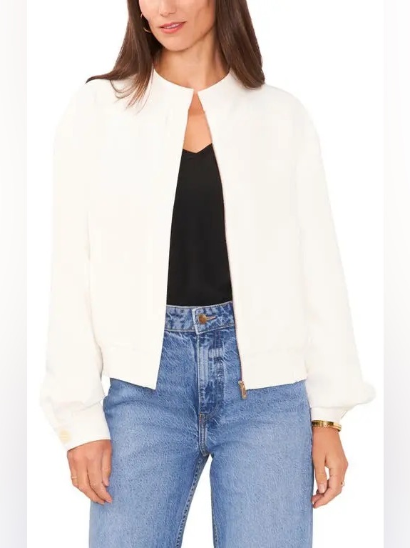Nwt Vince Camuto Bomber Jacket In White, Size Xxl
